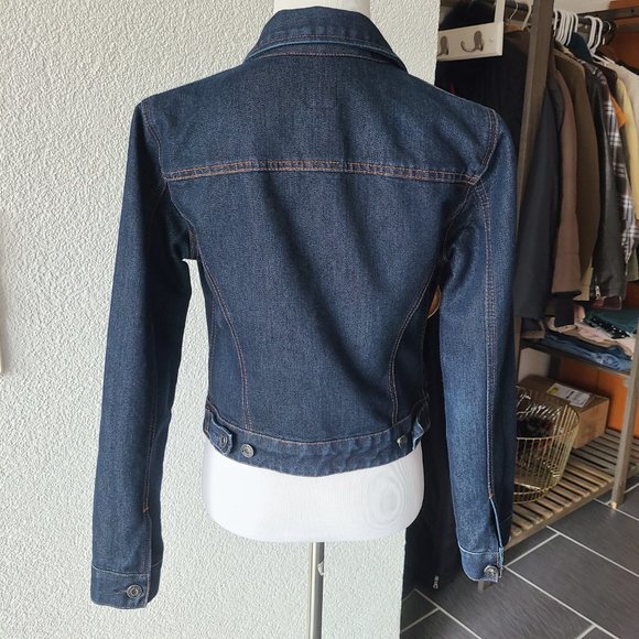GAP Dark Blue Wash Denim Cropped Jean Jacket Authentic 2000's Y2K Size XS - Picture 7 of 16